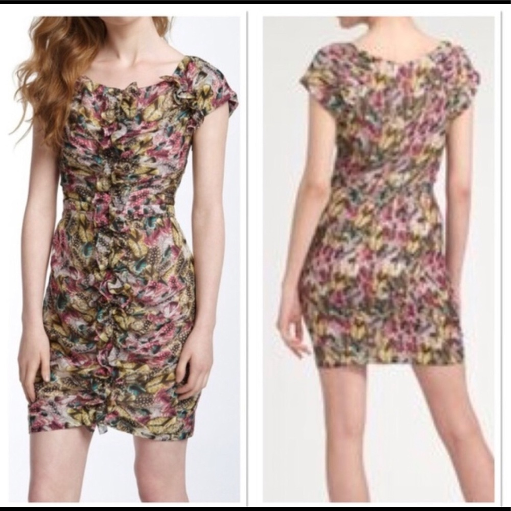 Anthro Leifsdottir sz 8 Feather Fiesta silk dress